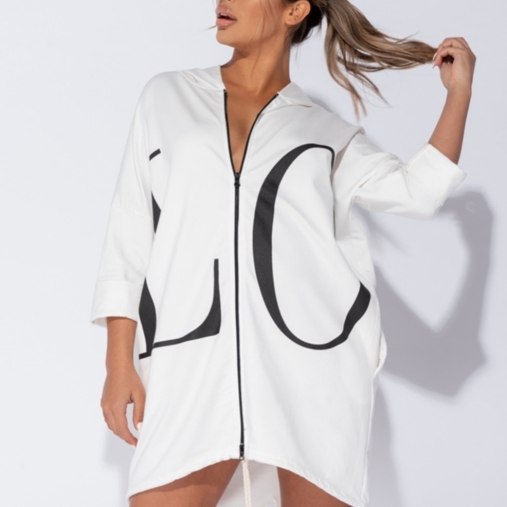 ☽ SOLD OUT Off White Love Hoodie Dress - Picture 14 of 16